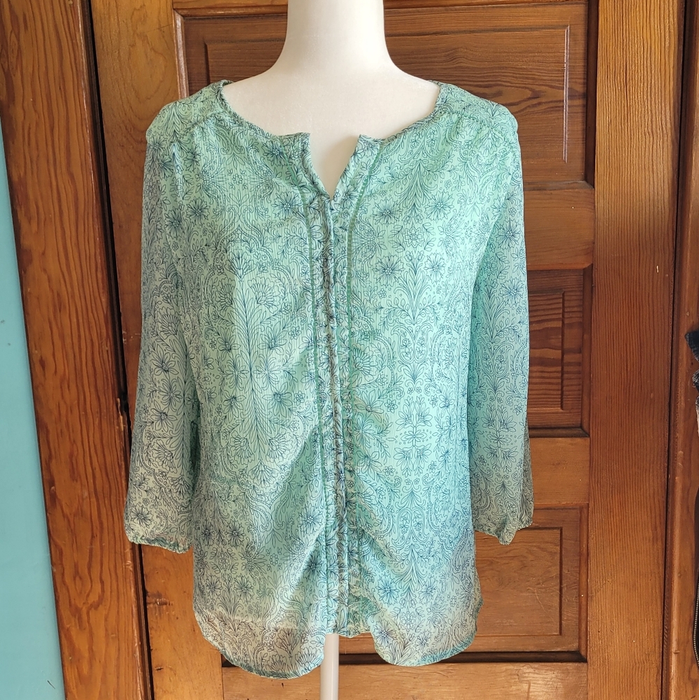 St. John's Bay Teal Floral Blouse